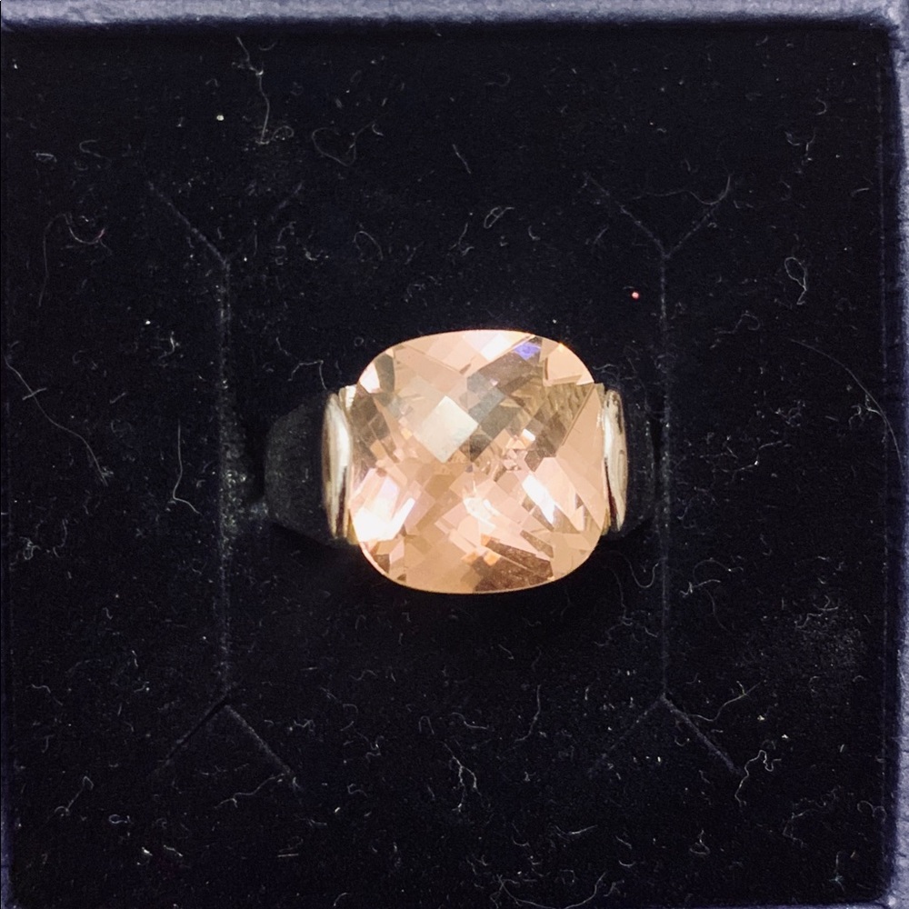 Bold Pink Ice Ring.  Sterling/Stainless Steel